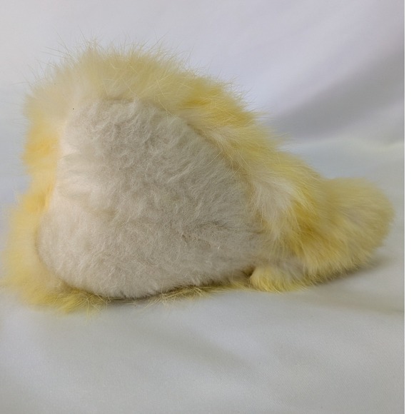 Vintage Yellow Kitten Plush Real Fur Jerry Eisner ?  Green Eyes Pink Ears - Picture 8 of 16